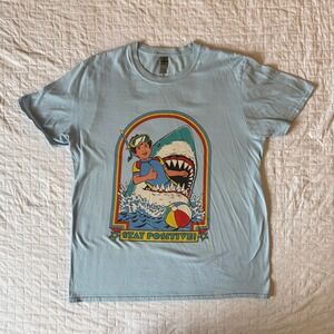 Stay Positive‎ Shark Graphic T-Shirt Novelty Humor Tee